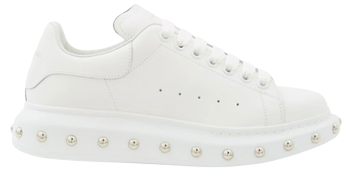 Preowned Alexander McQueen White Studded Platform Trainers Size 38 leather