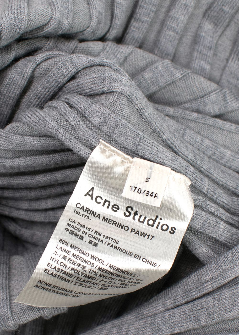 Acne Studios Grey Merino Wool Carina Top Size S