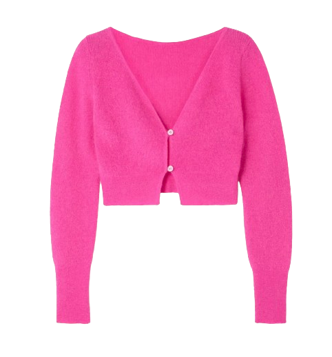 Jacquemus Alzou Cropped Mohair-blend Cardigan Size M Pink see label