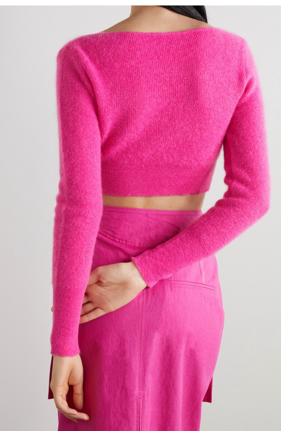 Jacquemus Alzou Cropped Mohair-blend Cardigan Size M Pink see label