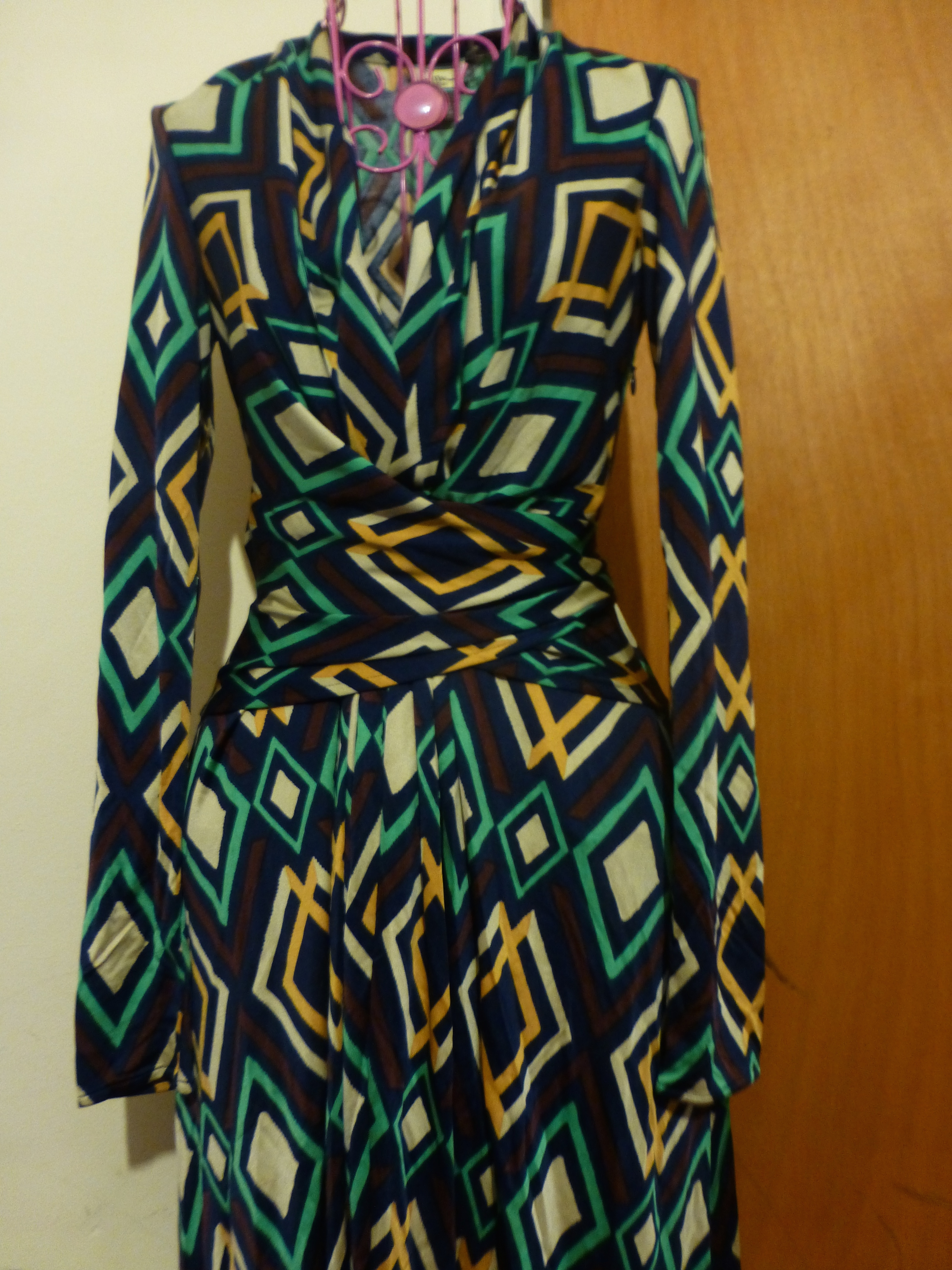 ISSA LONDON DIAMOND PRINT SILK JERSEY DRESS NEW WITH TAG UK8 US4 Size XS Multi-Coloured / Stripes