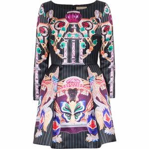 Preowned Mary Katrantzou Copelia printed puff dress Size S Black polyester