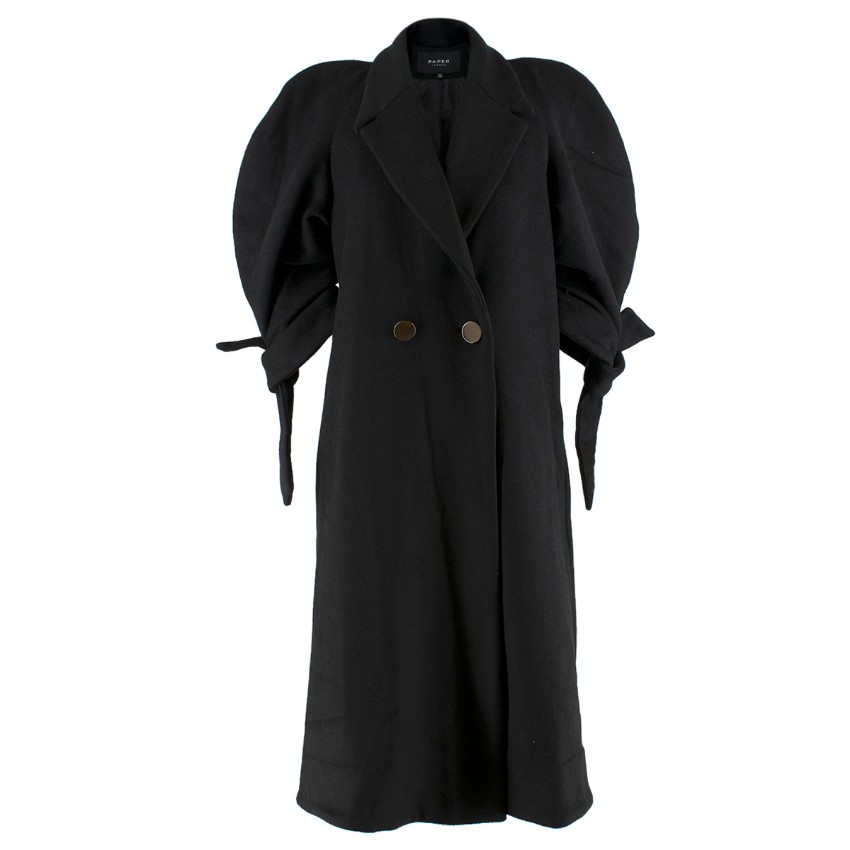 Preowned Paper London Black Wool Coat Size XXS polyester