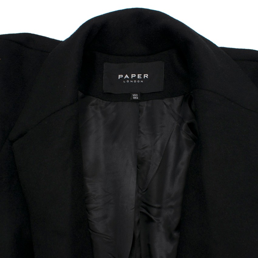 Paper London Black Wool Coat Size XXS