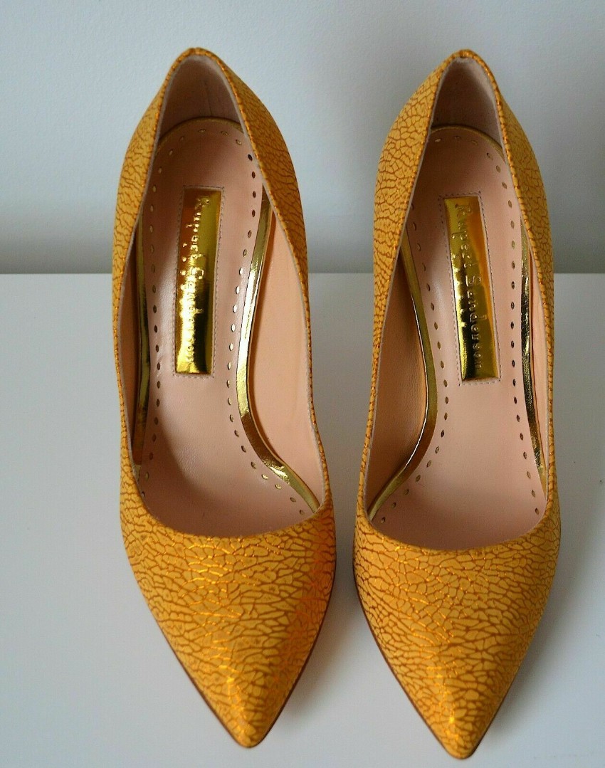 Rupert Sanderson Honeydue Malroy Shattered Pumps Size 36 Yellow leather