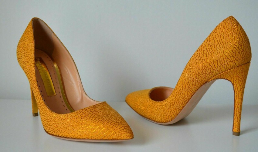 Rupert Sanderson Honeydue Malroy Shattered Pumps Size 36 Yellow leather