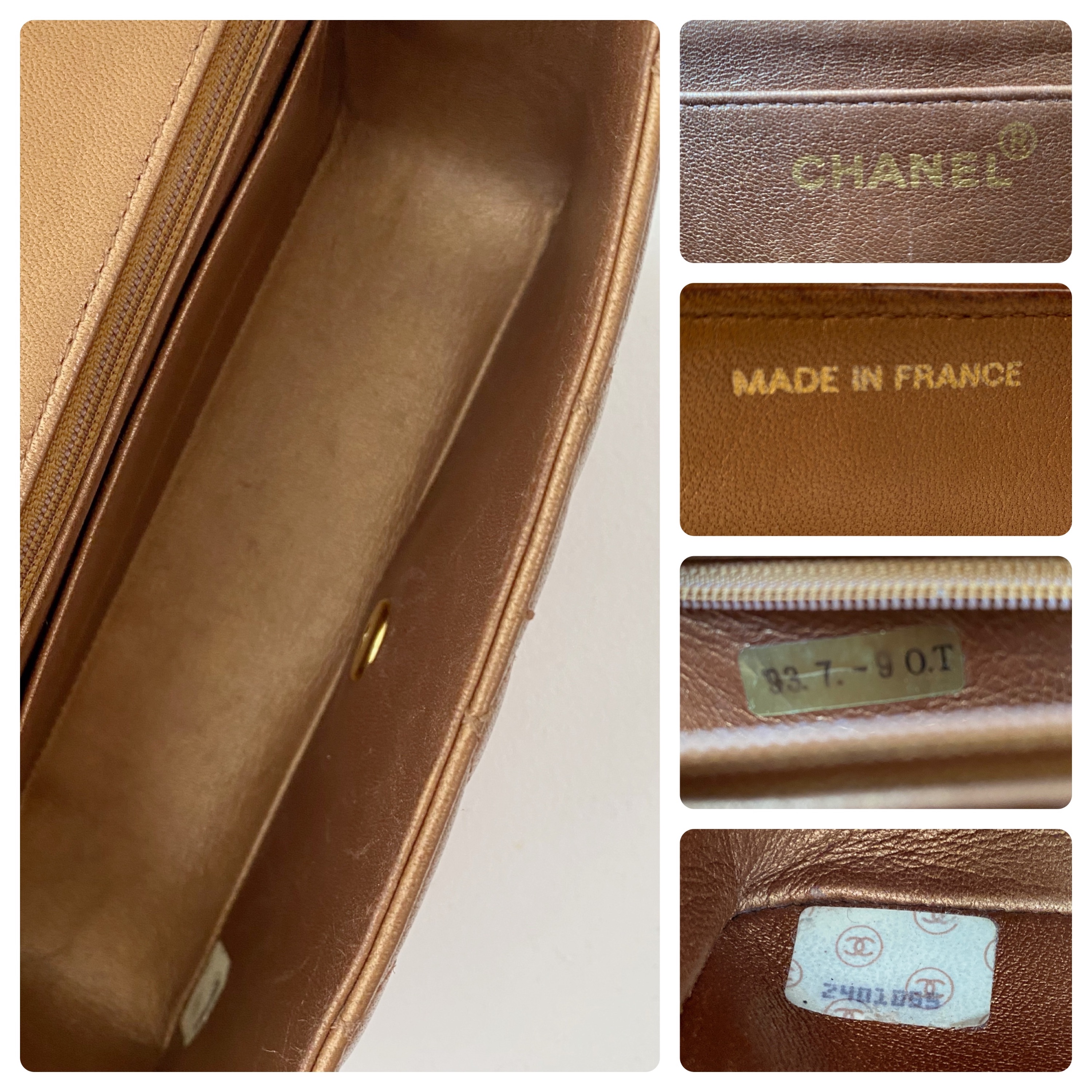 Preowned Chanel Vintage camel leather quilted small Diana flap bag Bronze