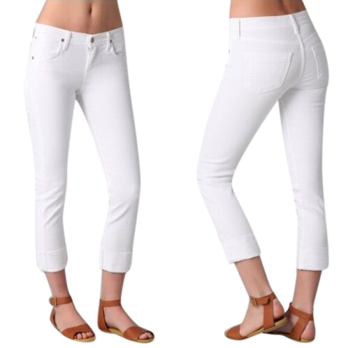 Preowned Citizens of Humanity Dani White Cropped Straight Leg Jeans Size 27/69 cotton