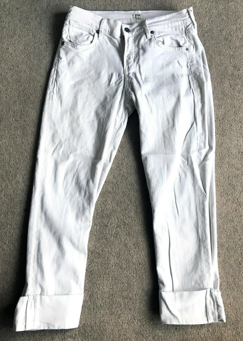 Preowned Citizens of Humanity Dani White Cropped Straight Leg Jeans Size 27/69 cotton