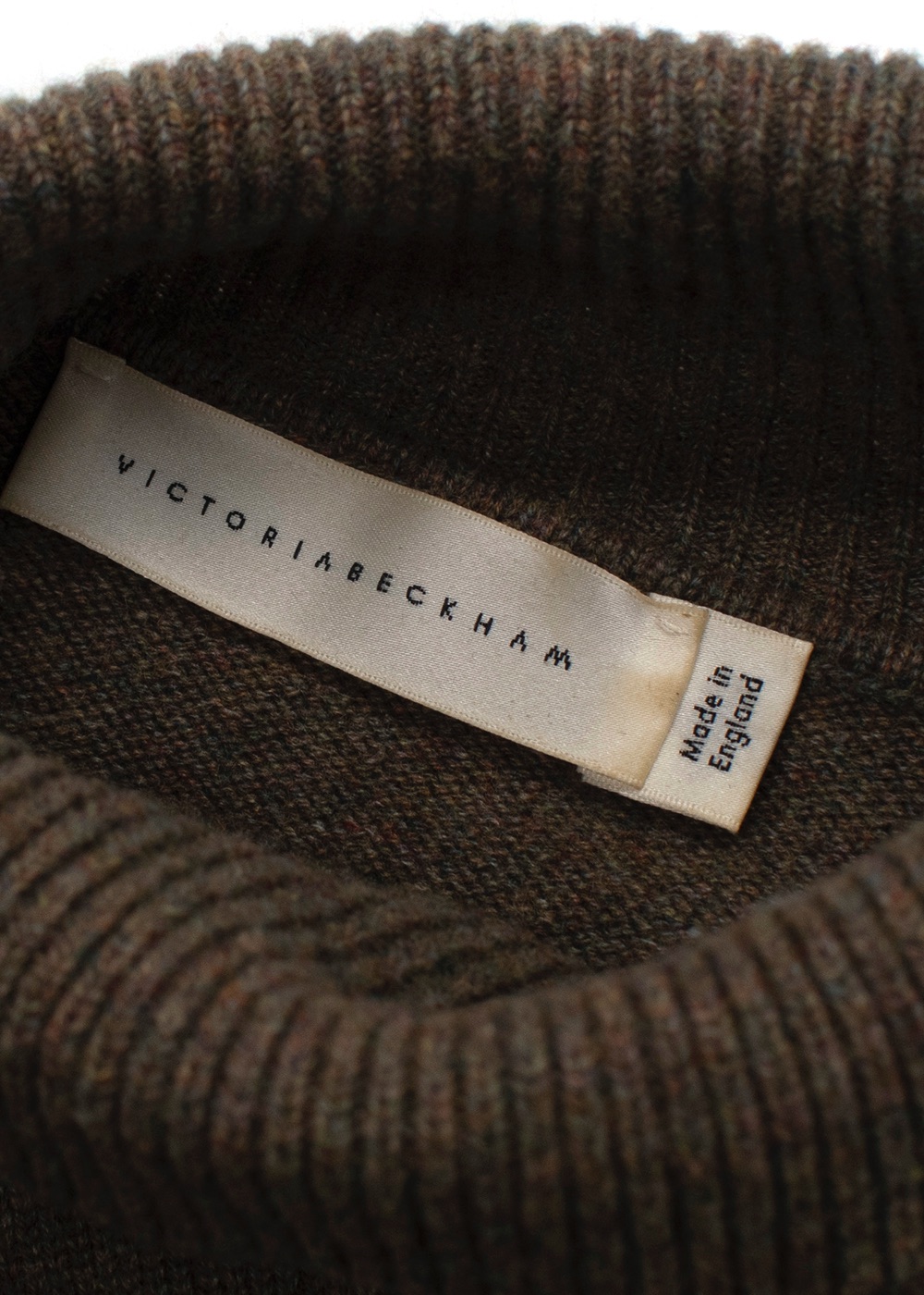 Victoria Beckham Khaki Cashmere Turtle Neck Jumper Size XXS cashmere/elastane