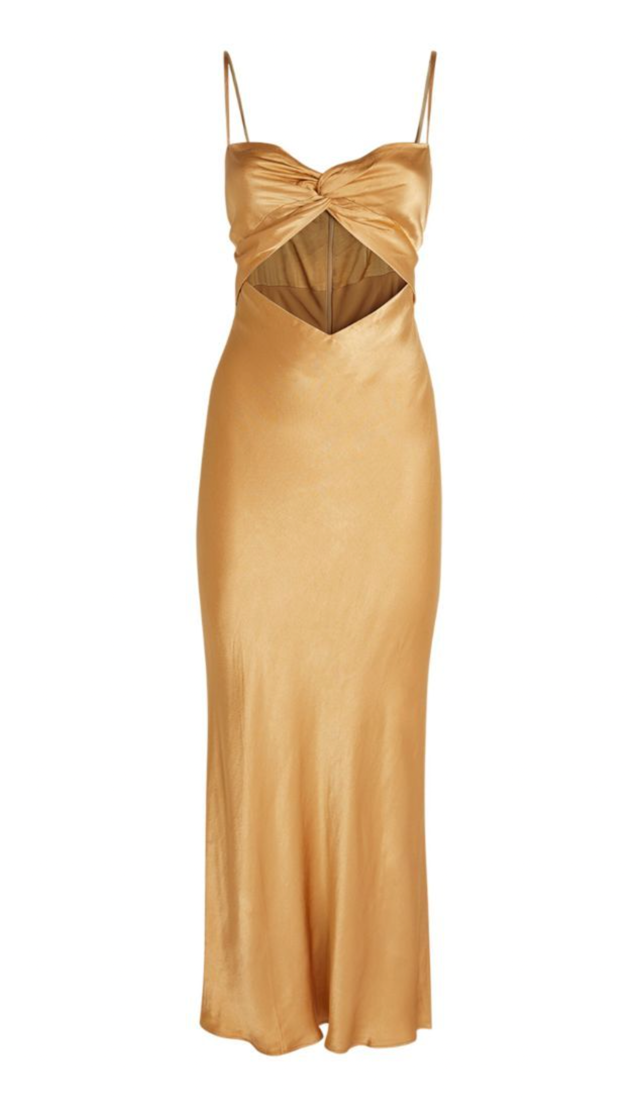 Shona Joy Gold Satin Oliveira Midi Dress Size S ecovero/viscose/polyester