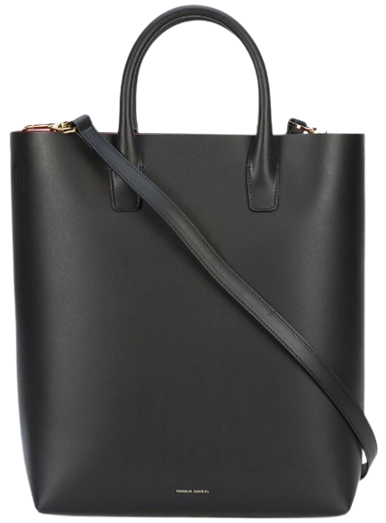 Mansur Gavriel Black Leather North South Tote Bag Black with red interior