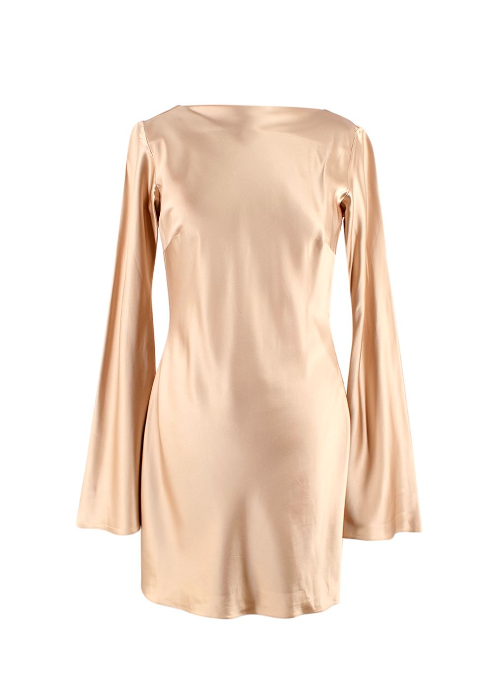 Cult Gaia Milla Champagne Satin Open Back Long Sleeve Mini Dress Size XS