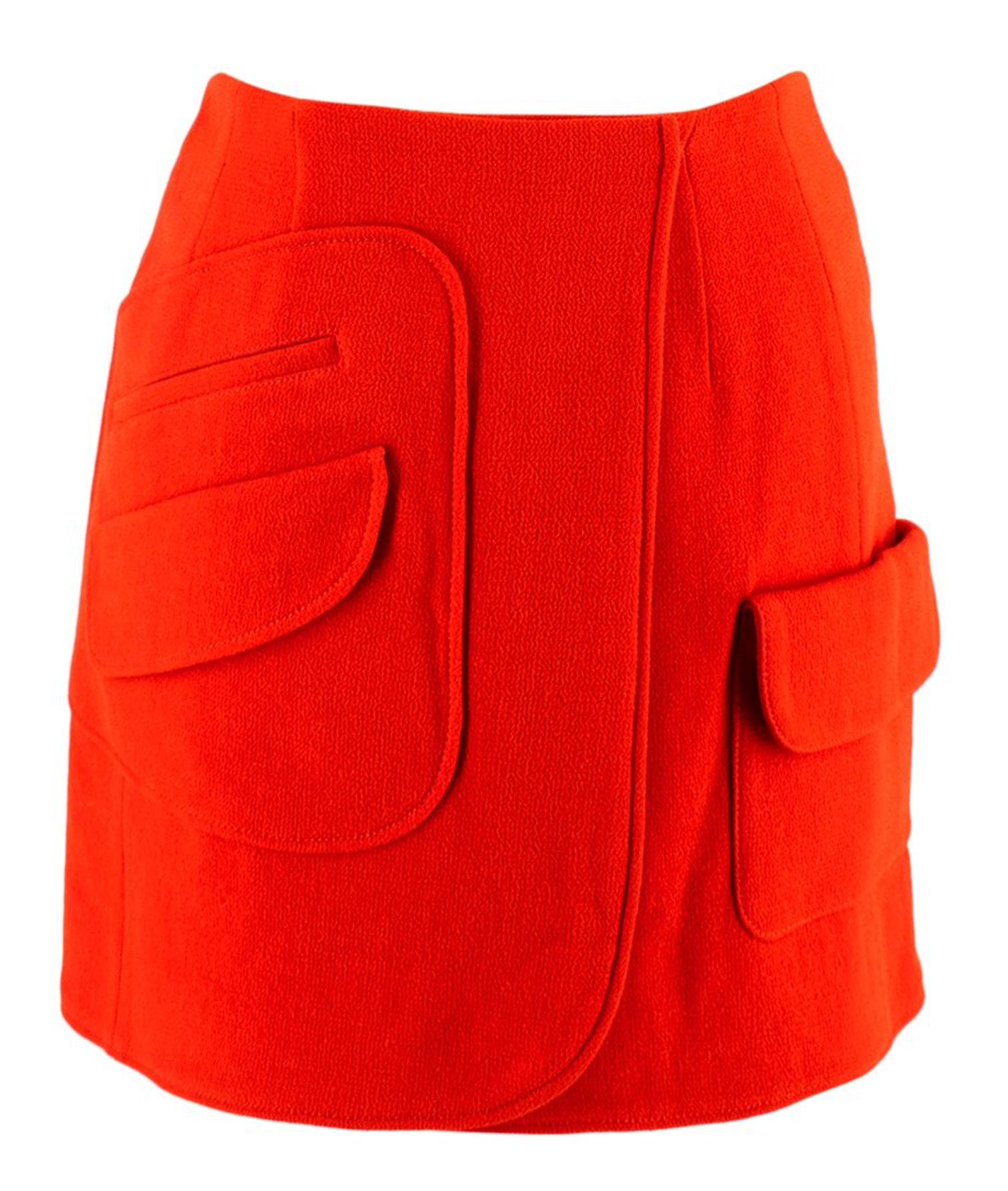 Dior Bright Orange Virgin Wool Mini Wrap Skirt Size XXS