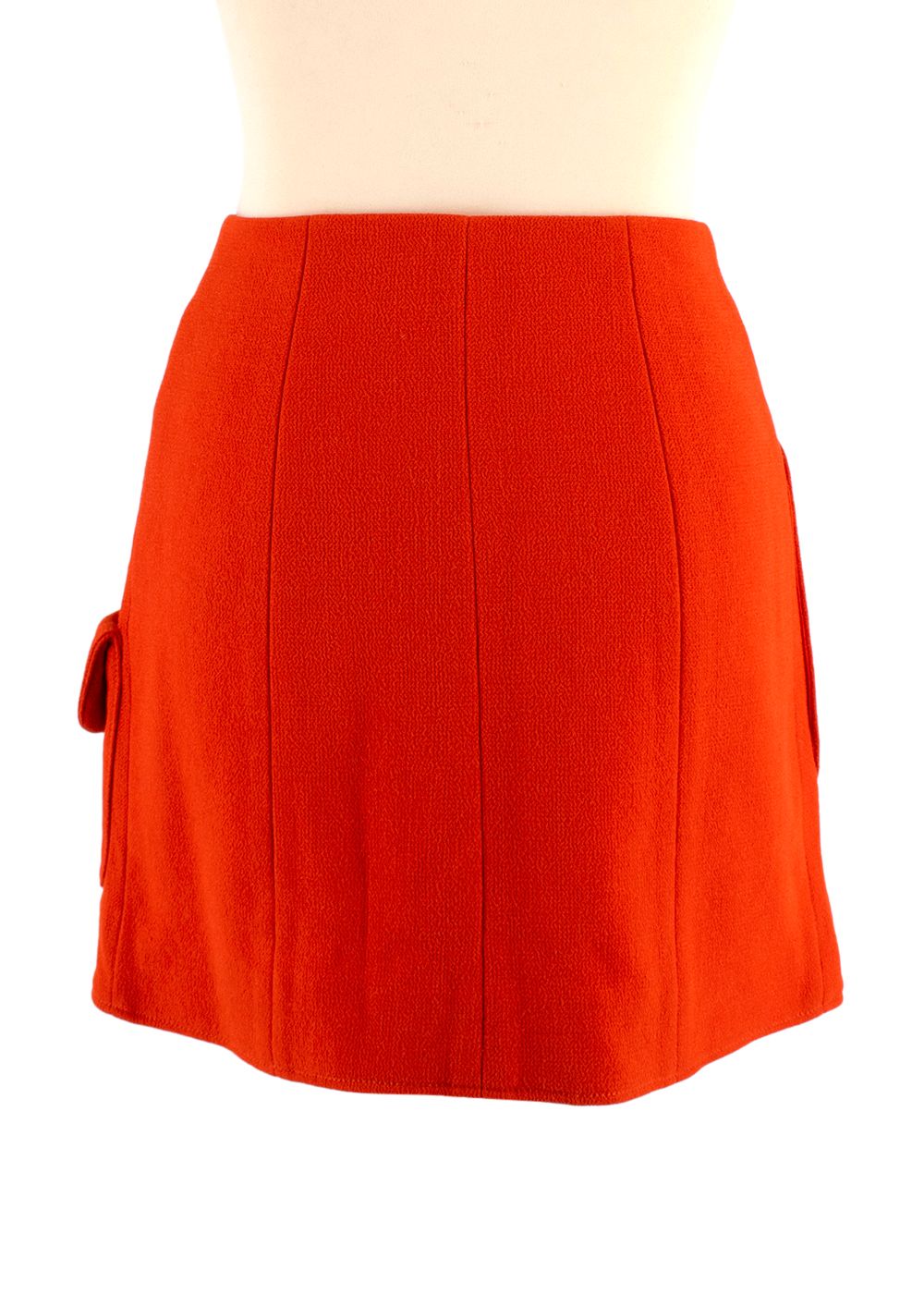 Dior Bright Orange Virgin Wool Mini Wrap Skirt Size XXS