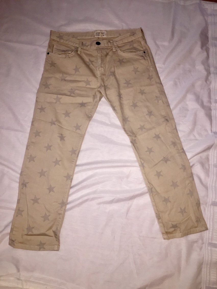 Preowned Current/Elliott The Stiletto Vanilla Star Jeans Size 26/66 Beige/Nude cotton