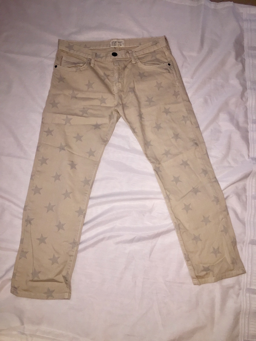 Preowned Current/Elliott The Stiletto Vanilla Star Jeans Size 26/66 Beige/Nude cotton