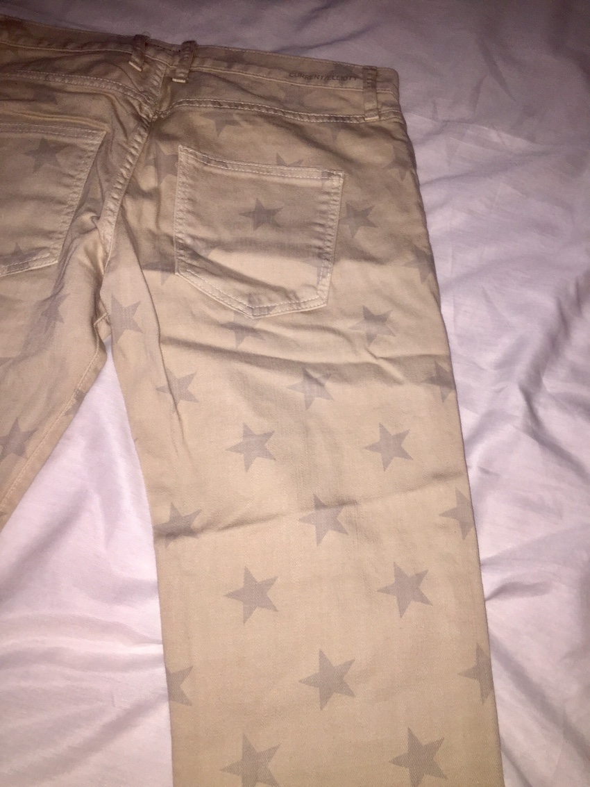 Preowned Current/Elliott The Stiletto Vanilla Star Jeans Size 26/66 Beige/Nude cotton