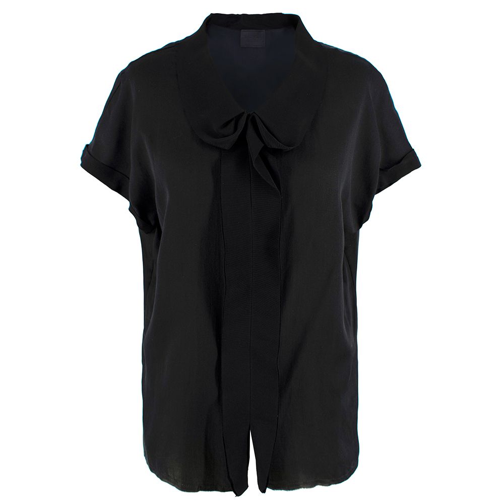 Lanvin Black Silk  Cotton Blouse Size XS