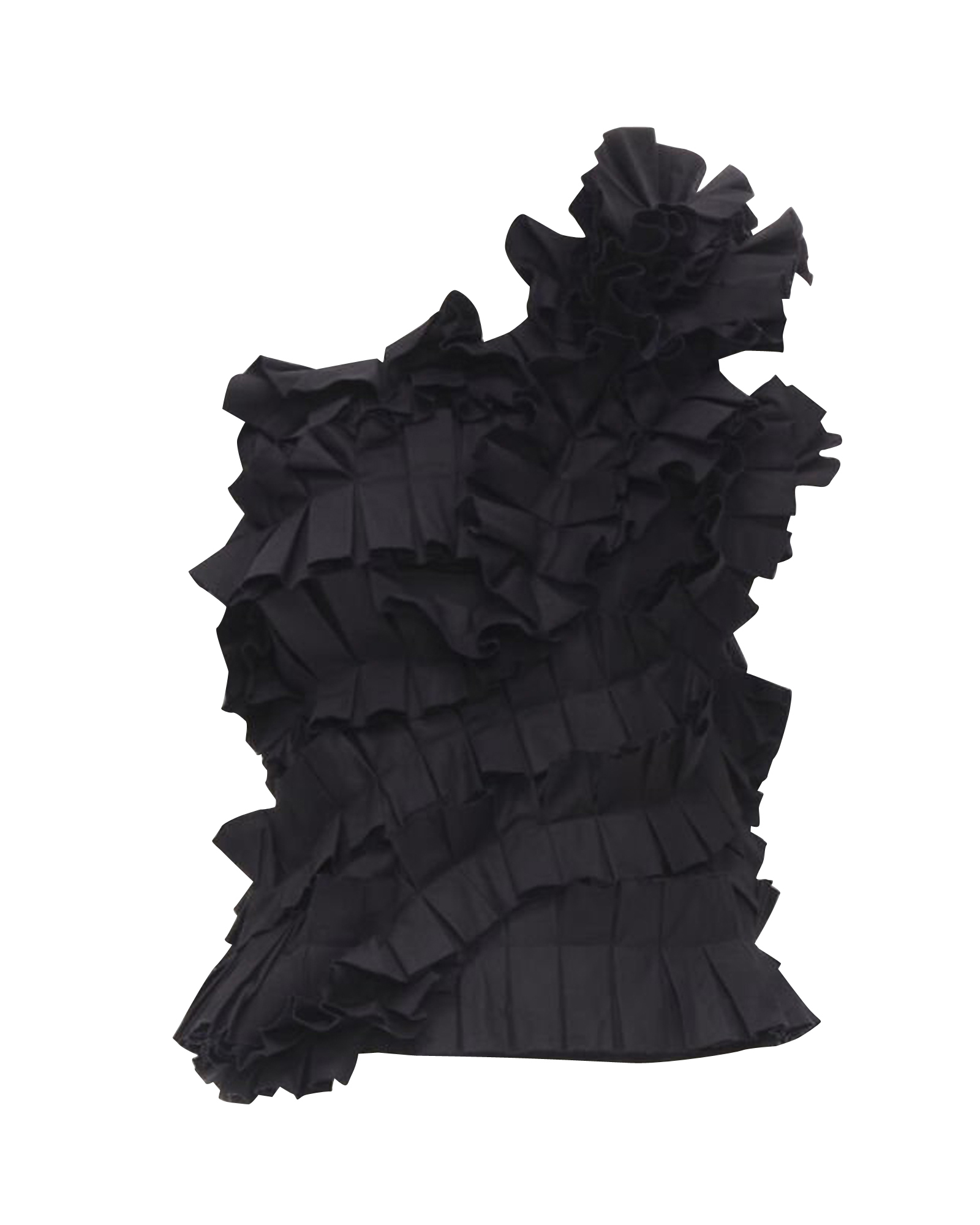 Bottega Veneta Black Ruffled One Shoulder Blouse Size XXS cotton