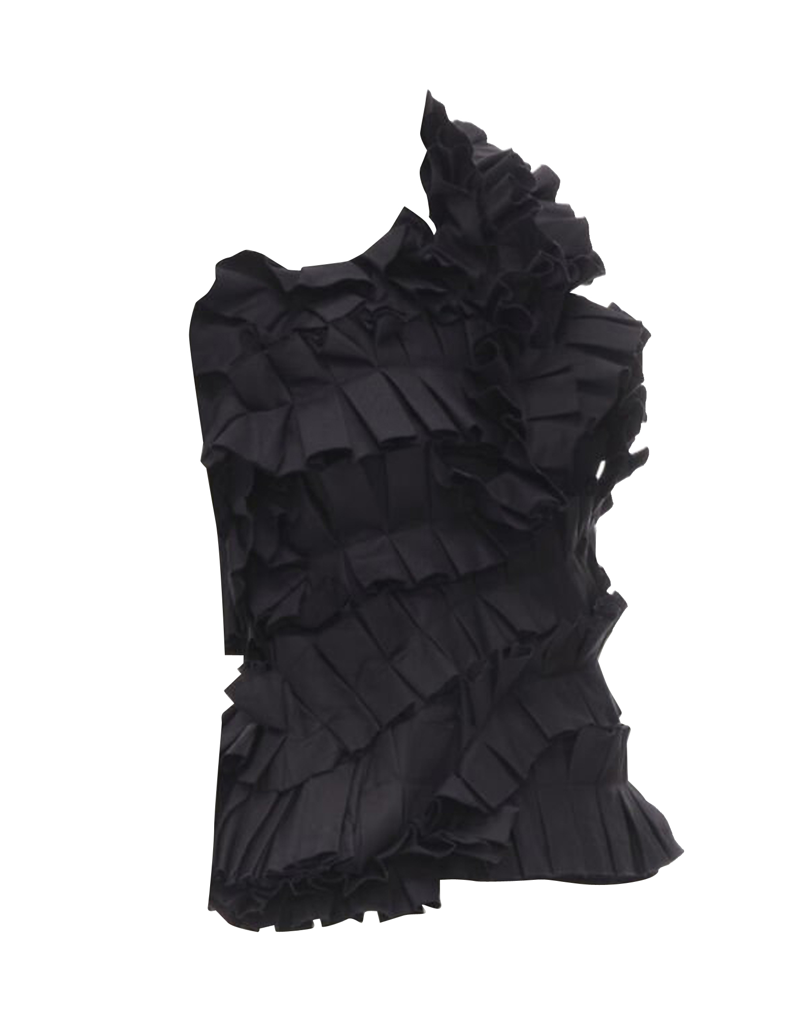 Bottega Veneta Black Ruffled One Shoulder Blouse Size XXS cotton