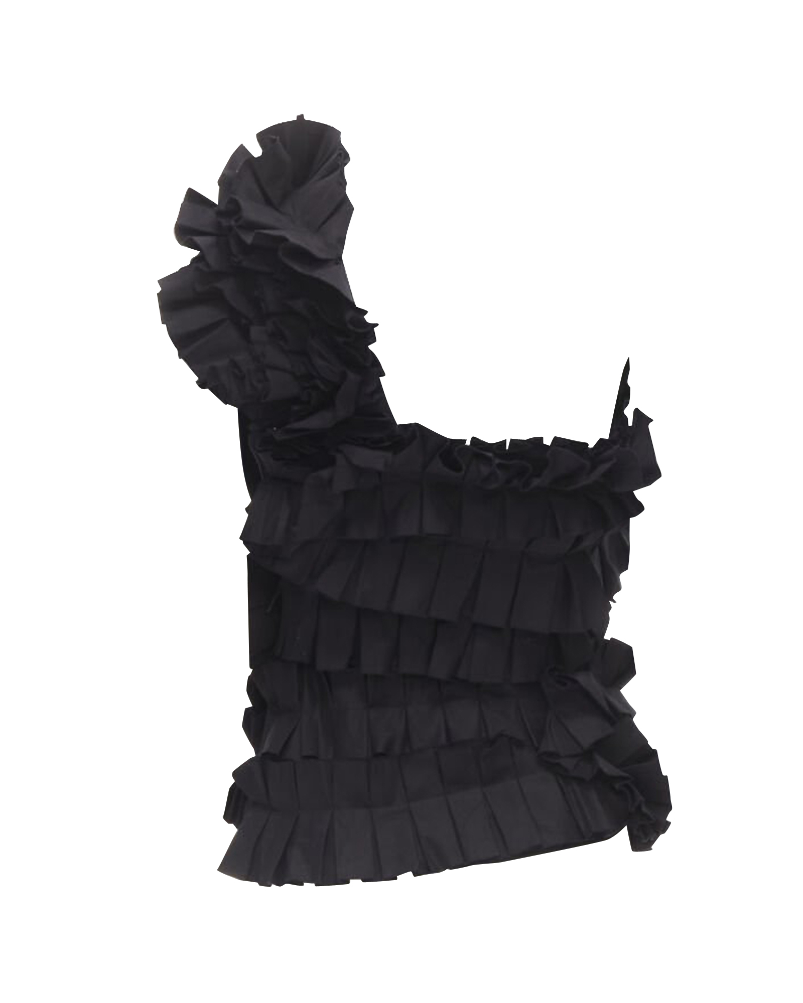 Bottega Veneta Black Ruffled One Shoulder Blouse Size XXS cotton