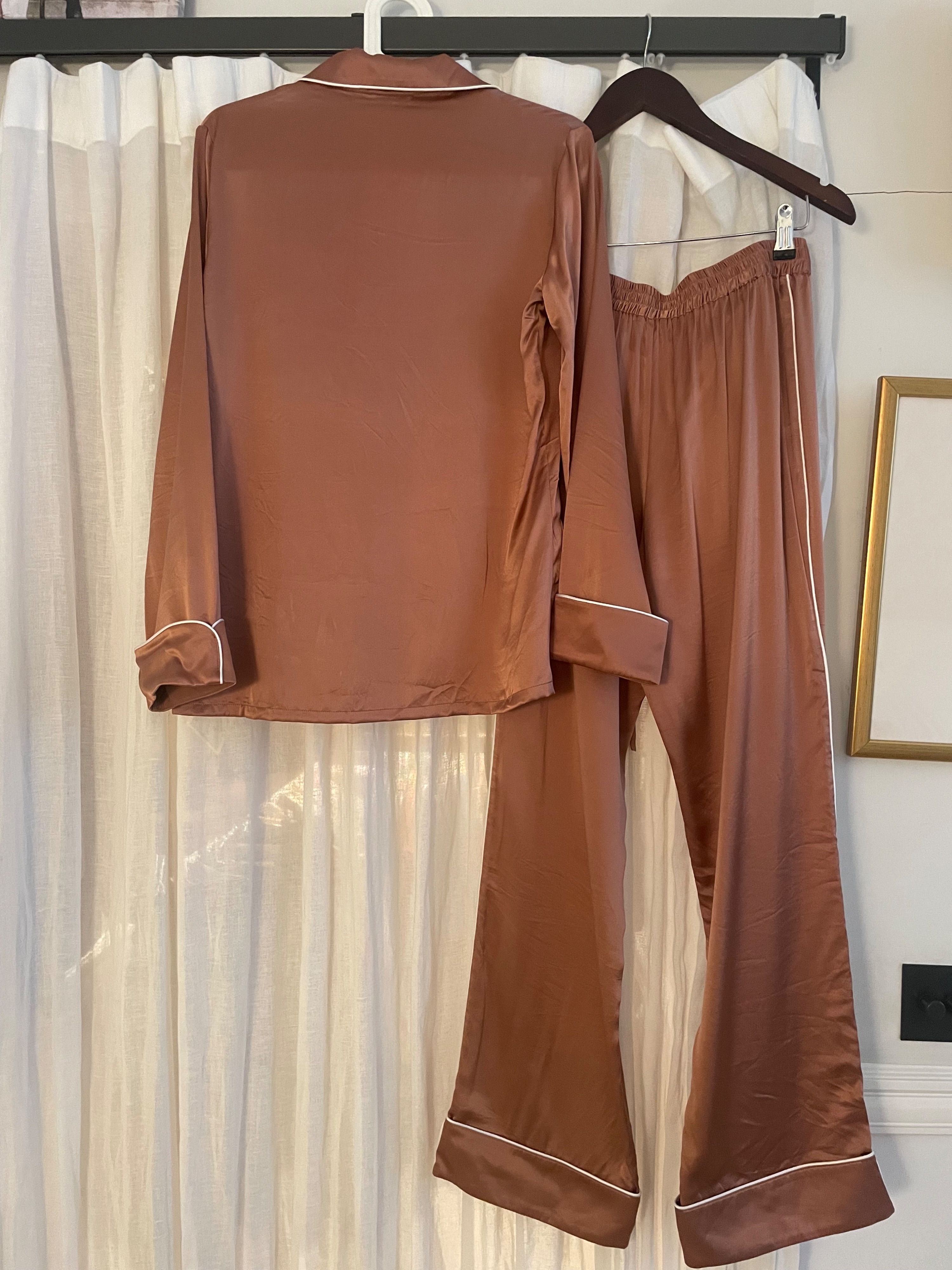 Olivia Von Halle Cinnamon Coco Piped Silk-satin Pajama Set Size XS silk