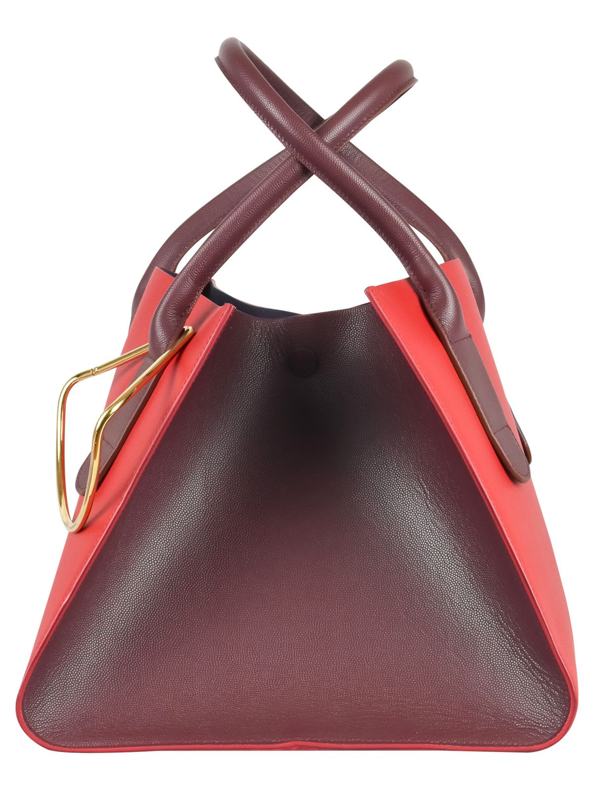 Roksanda Weekend Mini Two-tone Textured-leather Tote Red and Burgundy calfskin leather