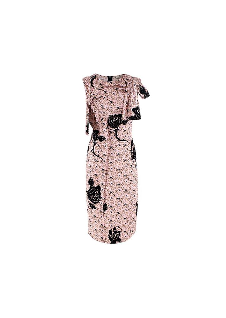 Preowned Nina Ricci Pink Floral Silk Sleeveless Dress Size XS