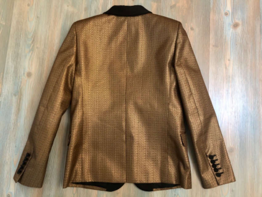 Preowned Saint Laurent gold jacquard blazer Size S silk