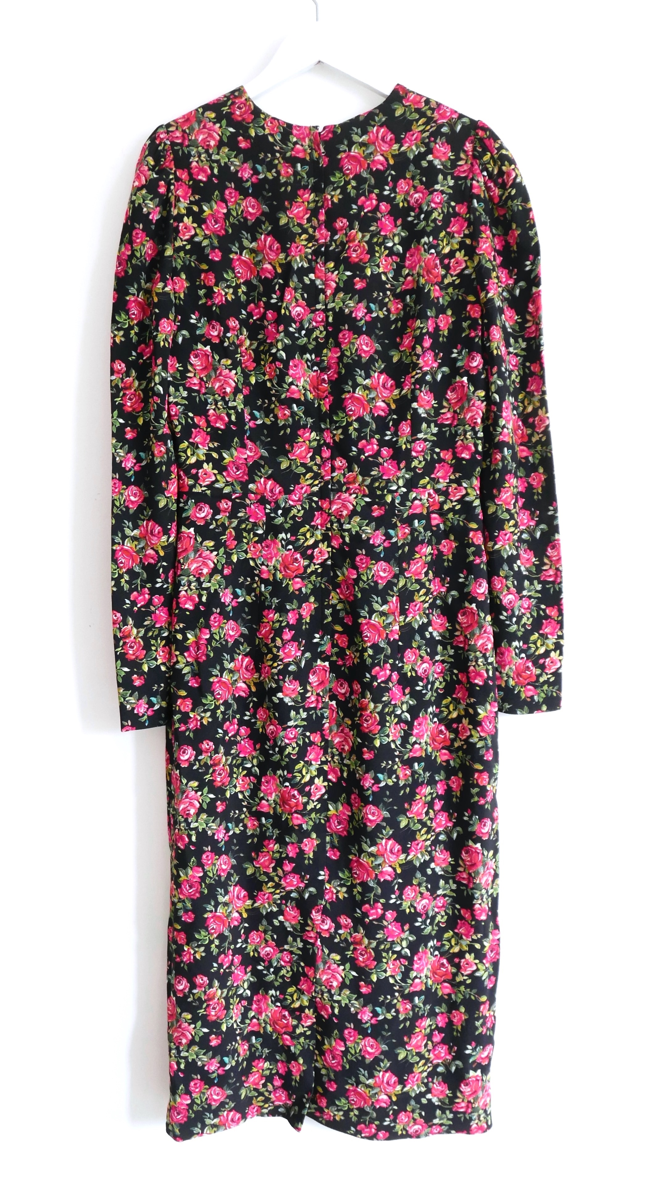 Preowned Dolce  Gabbana Floral Sheath Dress Size S Black viscose