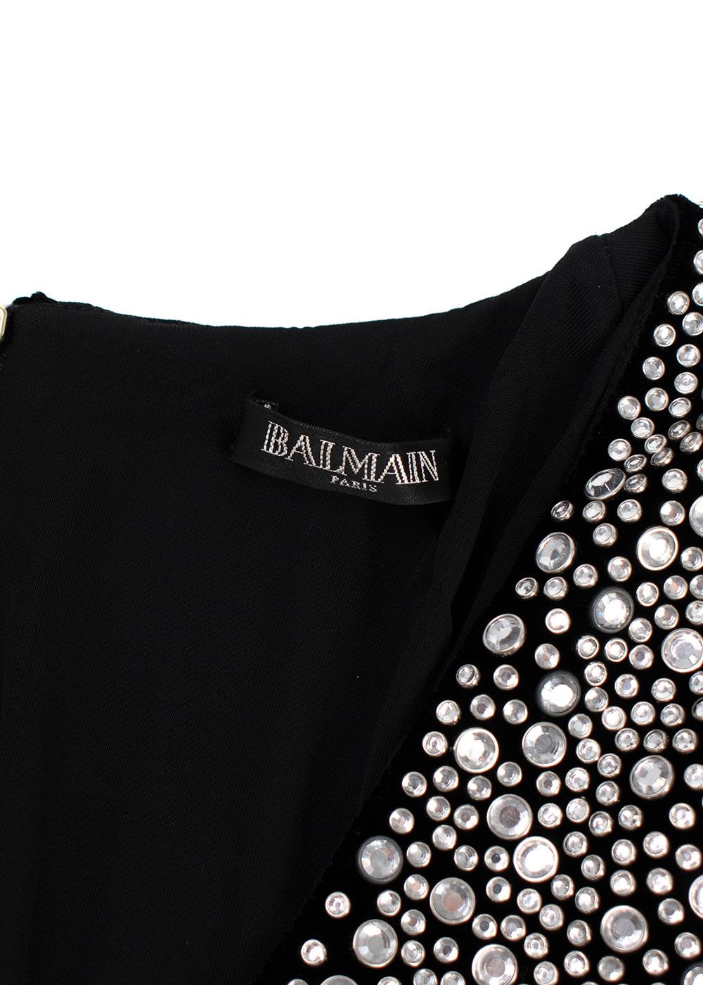 Balmain Black Velvet Embellished Dress Size XXS Black and Silver viscose