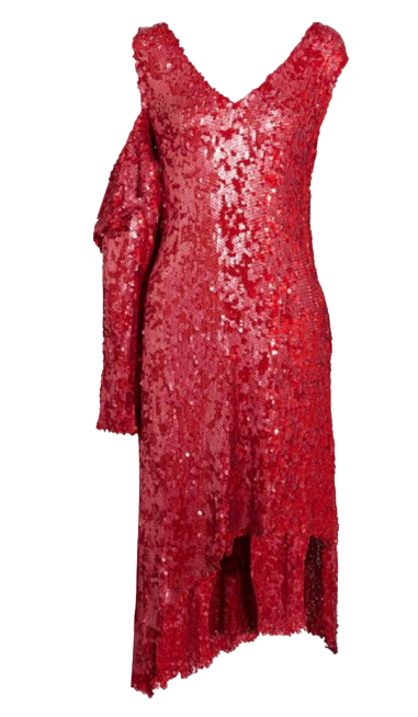 Magda Butrym Bristol Cold-shoulder Sequined Open-knit Dress Size L Red