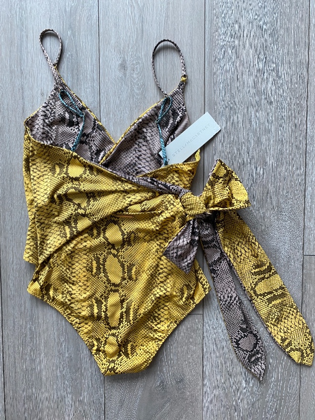 Stella McCartney Timeless Snake-print Wrap Swimsuit Size S Yellow nylon/elastane