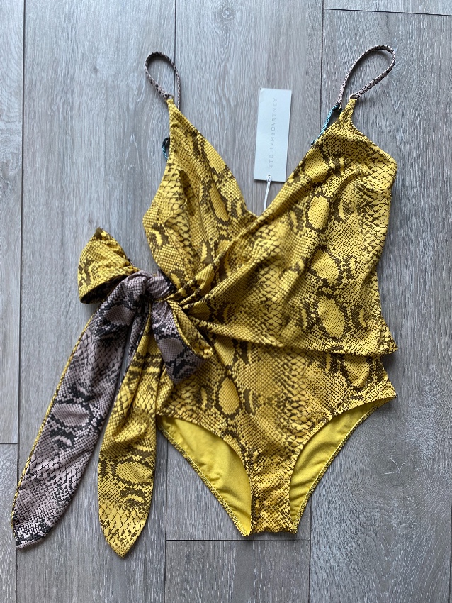 Stella McCartney Timeless Snake-print Wrap Swimsuit Size S Yellow nylon/elastane