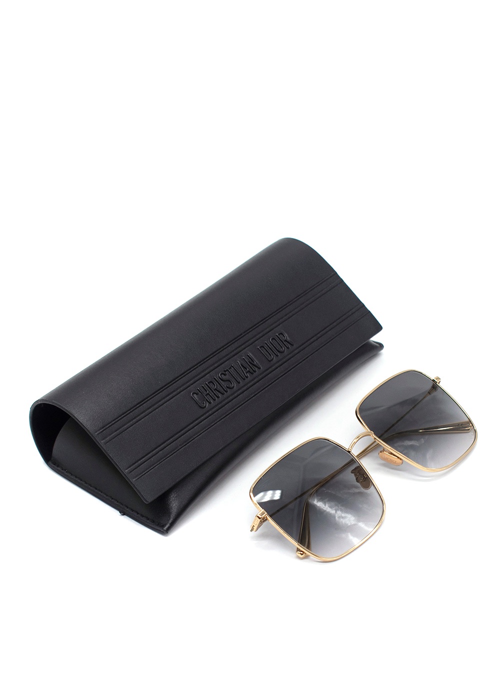 Dior Oversized Square Gold Frame Sunglasses gold toned metal