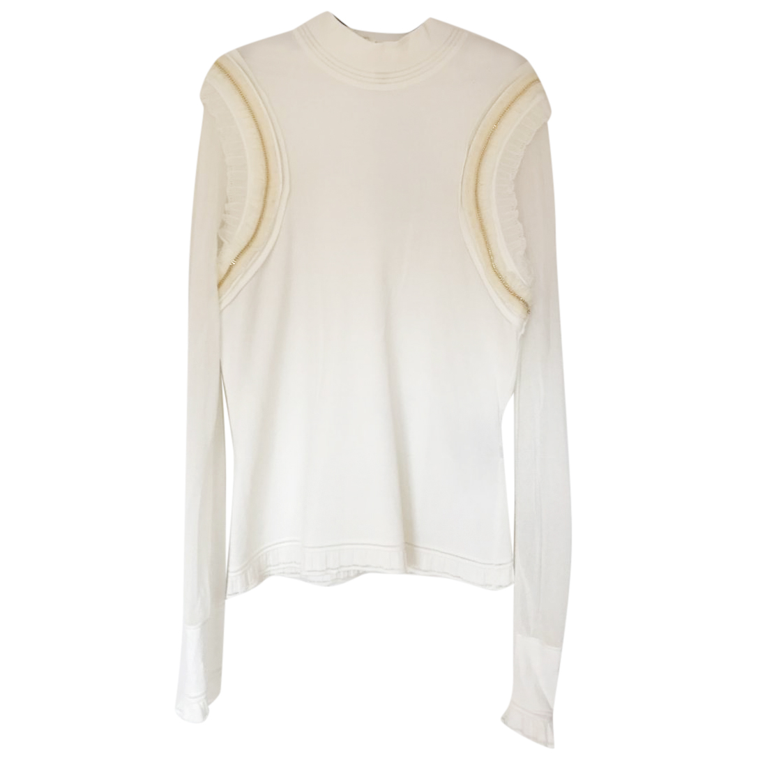 Roberto Cavalli Ruffle Gold Chain Jumper Size M Cream polyester