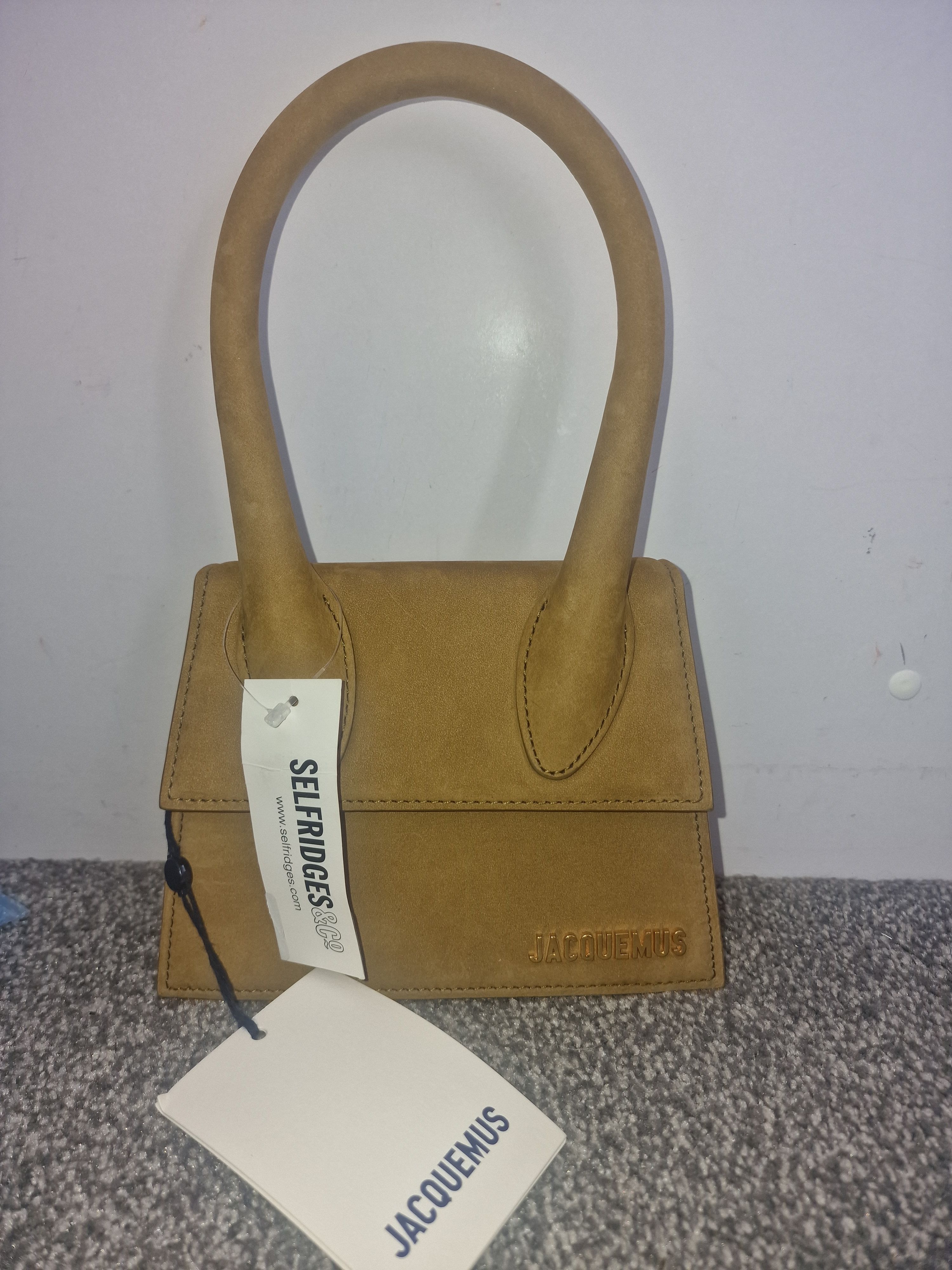 Jacquemus Brown Le Chiquito Top Handle Bag Size M Tapenade/khaki suede/leather