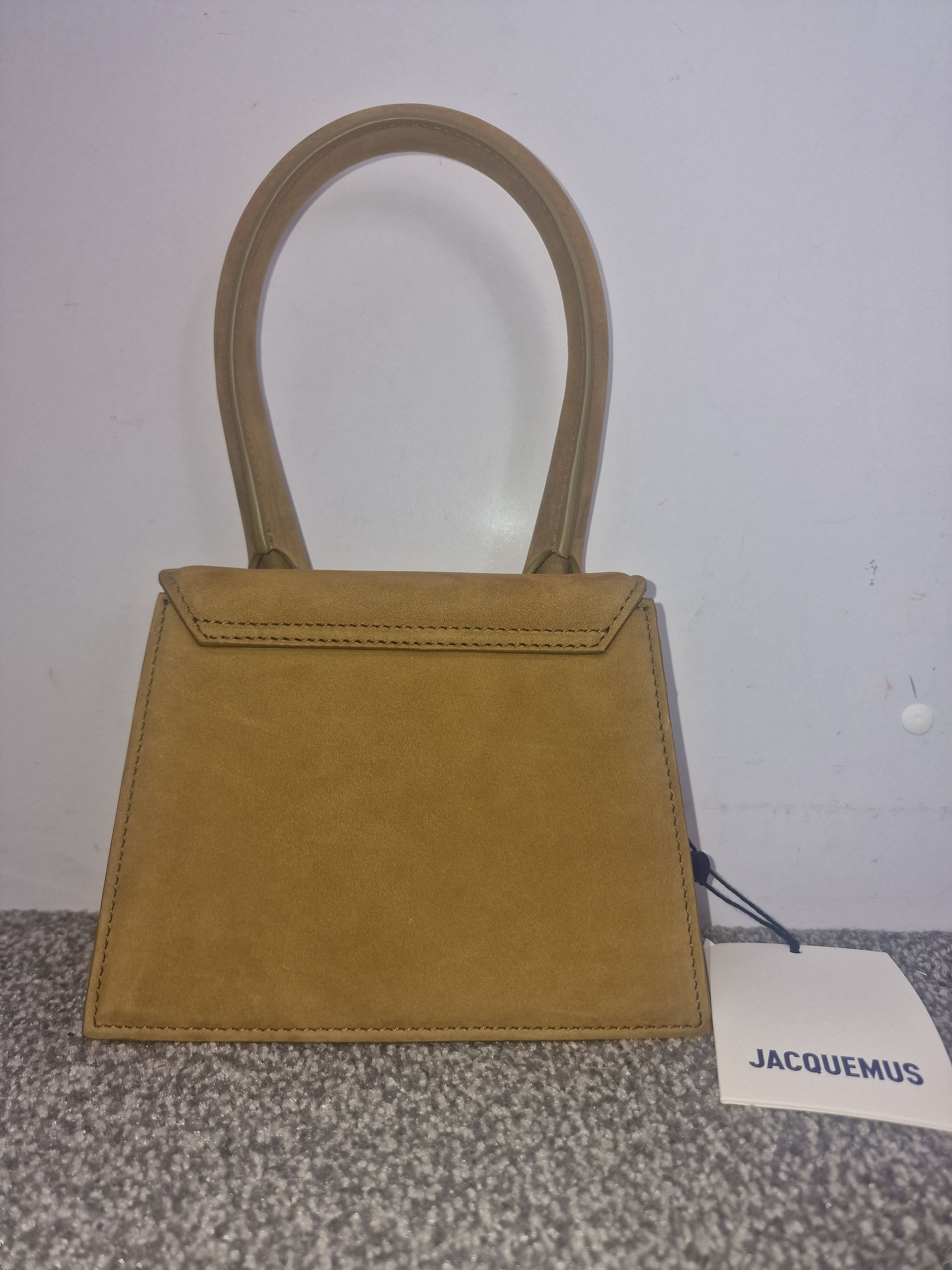 Jacquemus Brown Le Chiquito Top Handle Bag Size M Tapenade/khaki suede/leather