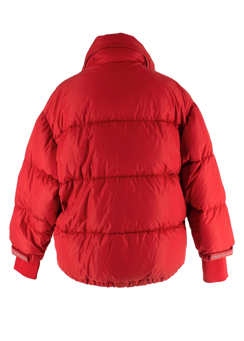 Prada Red High Neck Puffer Coat Size XS polyamide