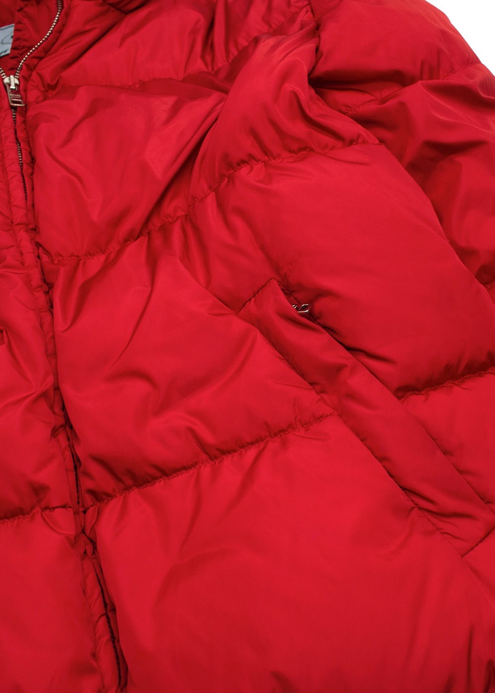 Prada Red High Neck Puffer Coat Size XS polyamide