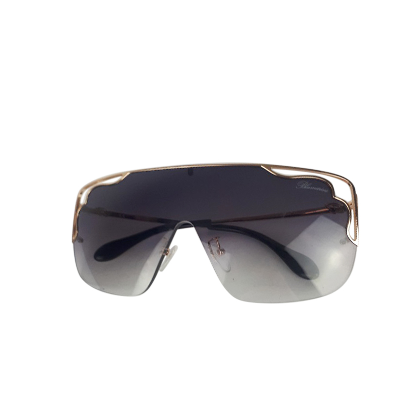 Preowned Blumarine Bluemarine SBM153 Shield Sunglasses Gold metal