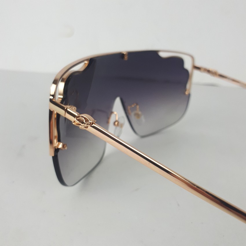 Preowned Blumarine Bluemarine SBM153 Shield Sunglasses Gold metal