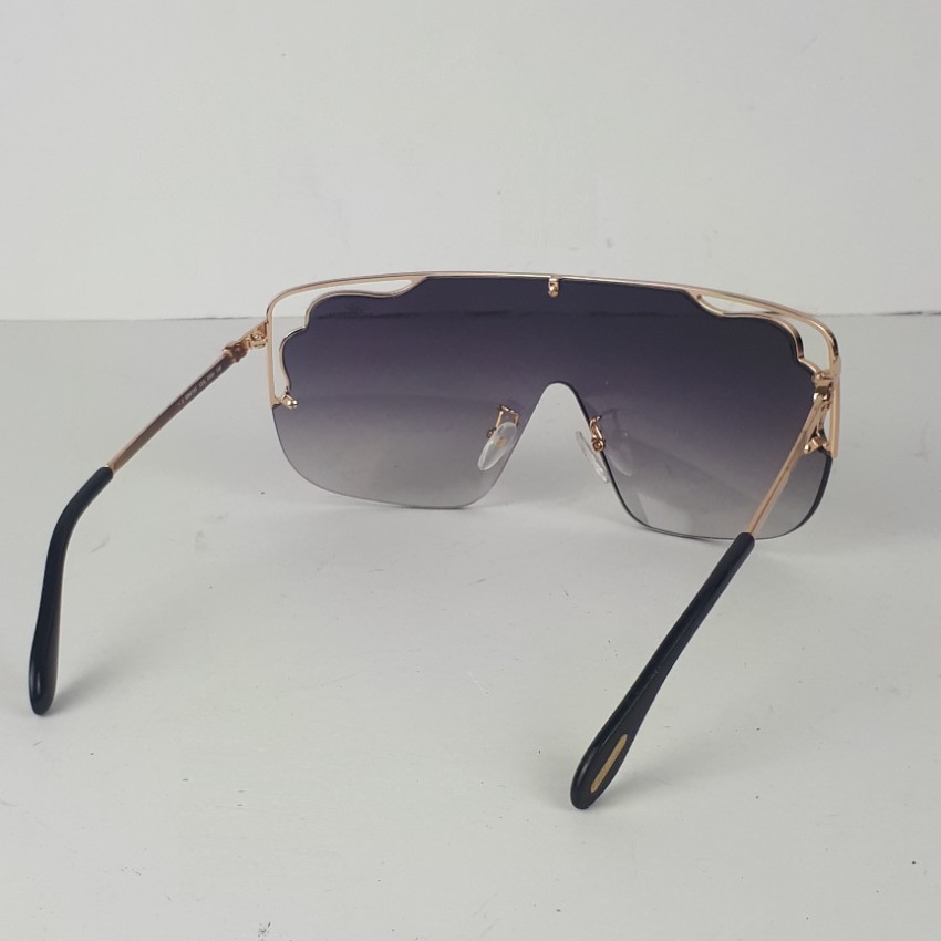 Preowned Blumarine Bluemarine SBM153 Shield Sunglasses Gold metal