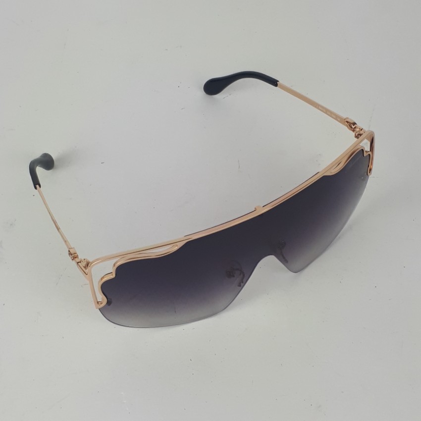 Preowned Blumarine Bluemarine SBM153 Shield Sunglasses Gold metal