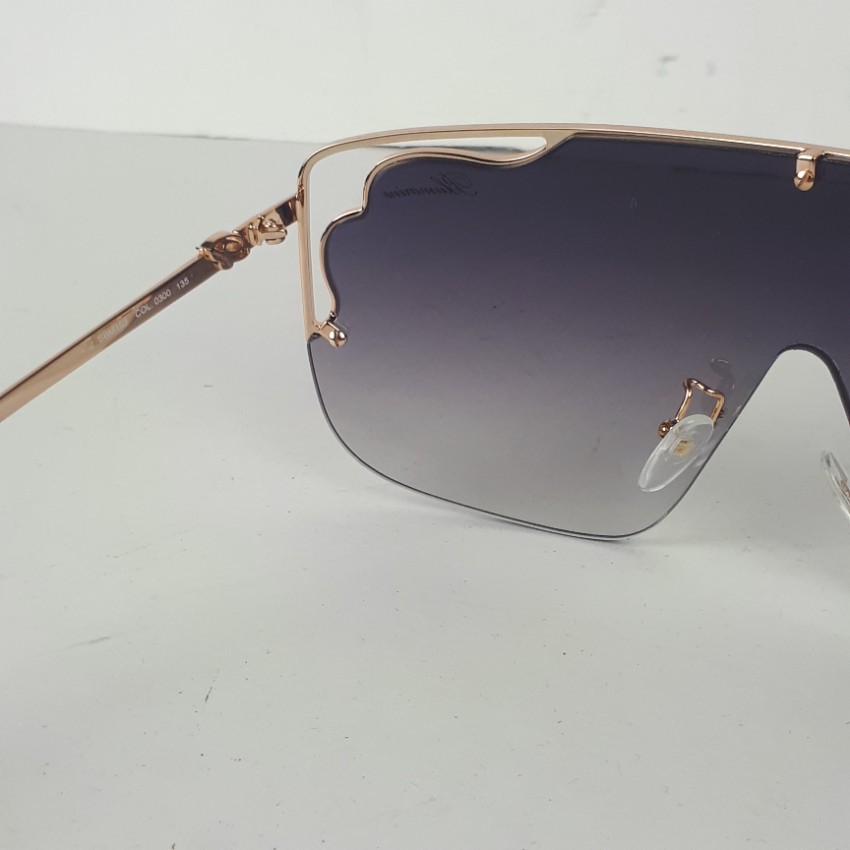 Preowned Blumarine Bluemarine SBM153 Shield Sunglasses Gold metal