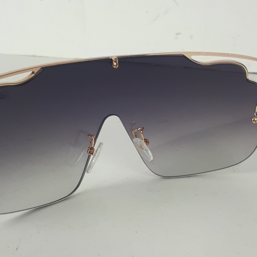 Preowned Blumarine Bluemarine SBM153 Shield Sunglasses Gold metal