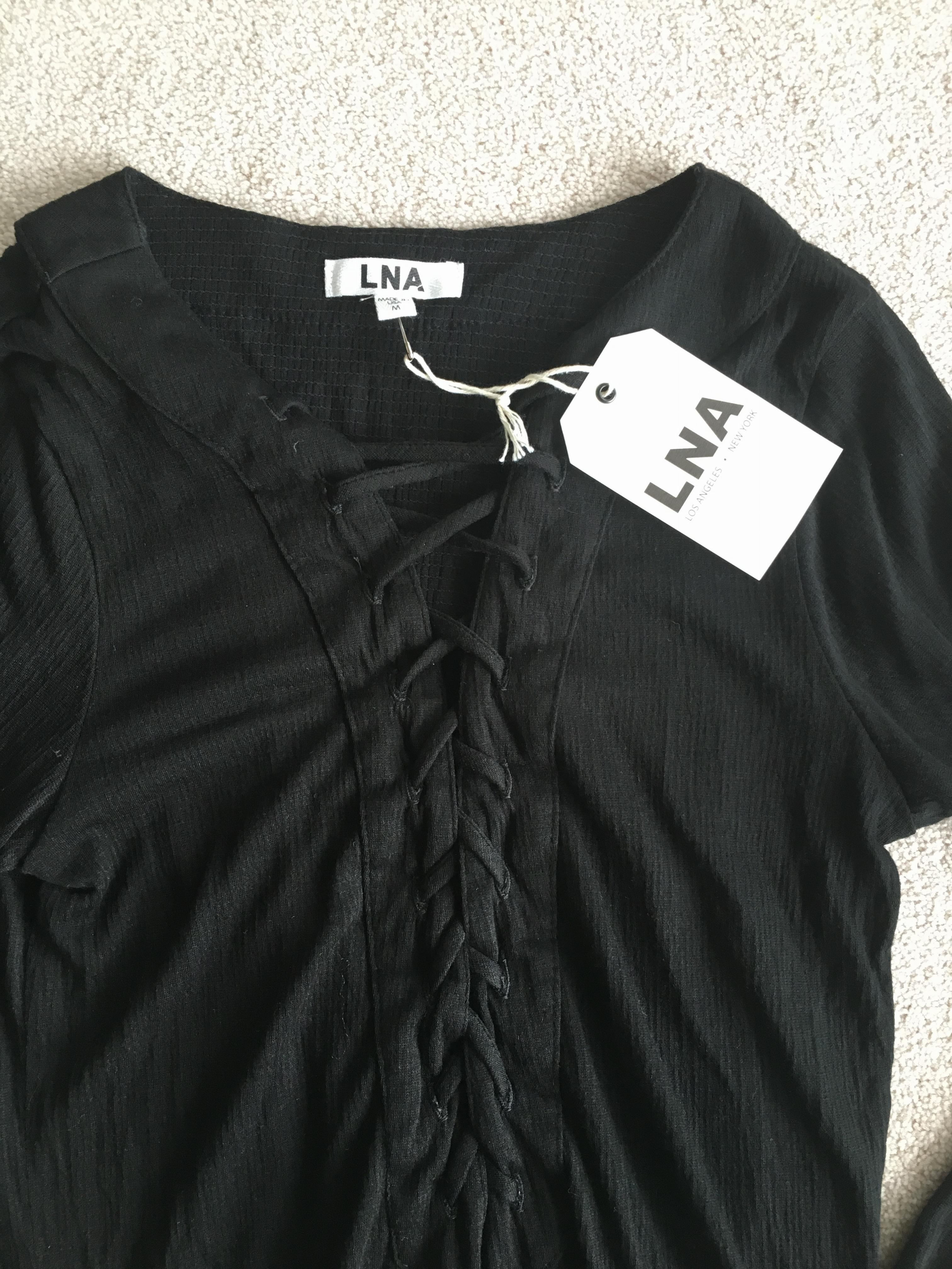 LNA Lace Up Dress Size M Black