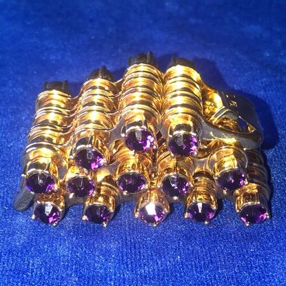 Preowned Mawi gold-tone metal  purple crystal Bike Chain bracelet gold