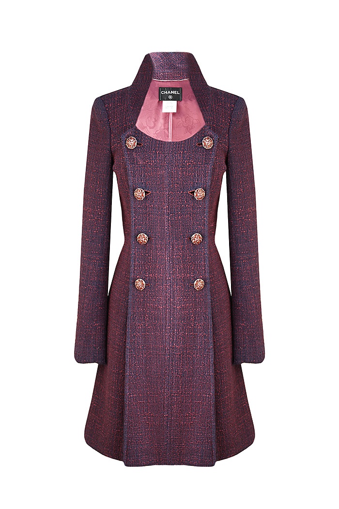 Chanel Paris/Bombay Purple Tweed Coat Size L